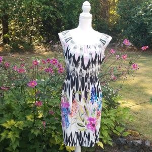 DONNA MORGAN Silk Sleeveless Floral Dress Sz 6